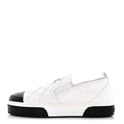 Chanel Lambskin Quilted Womens CC Stroll Sneakers 40 White 1 of 18