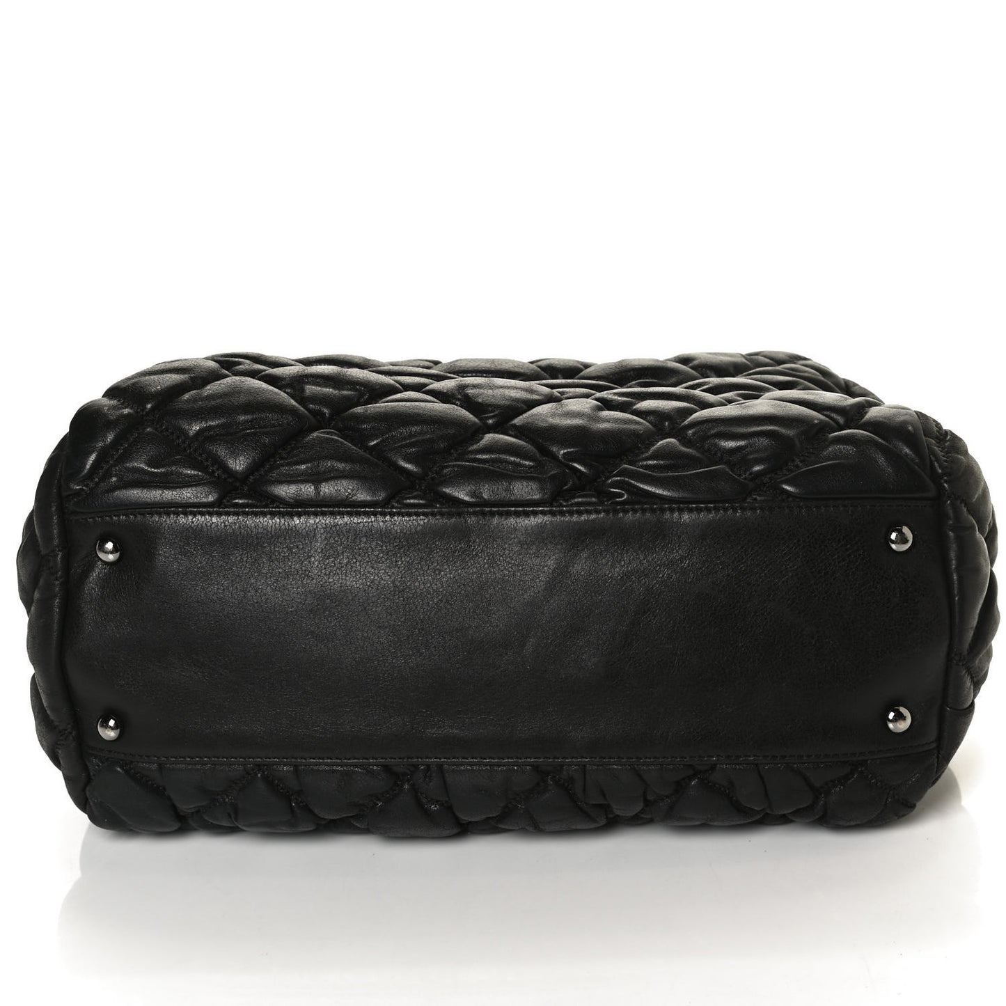Calfskin Bubble Quilt Bowler Black