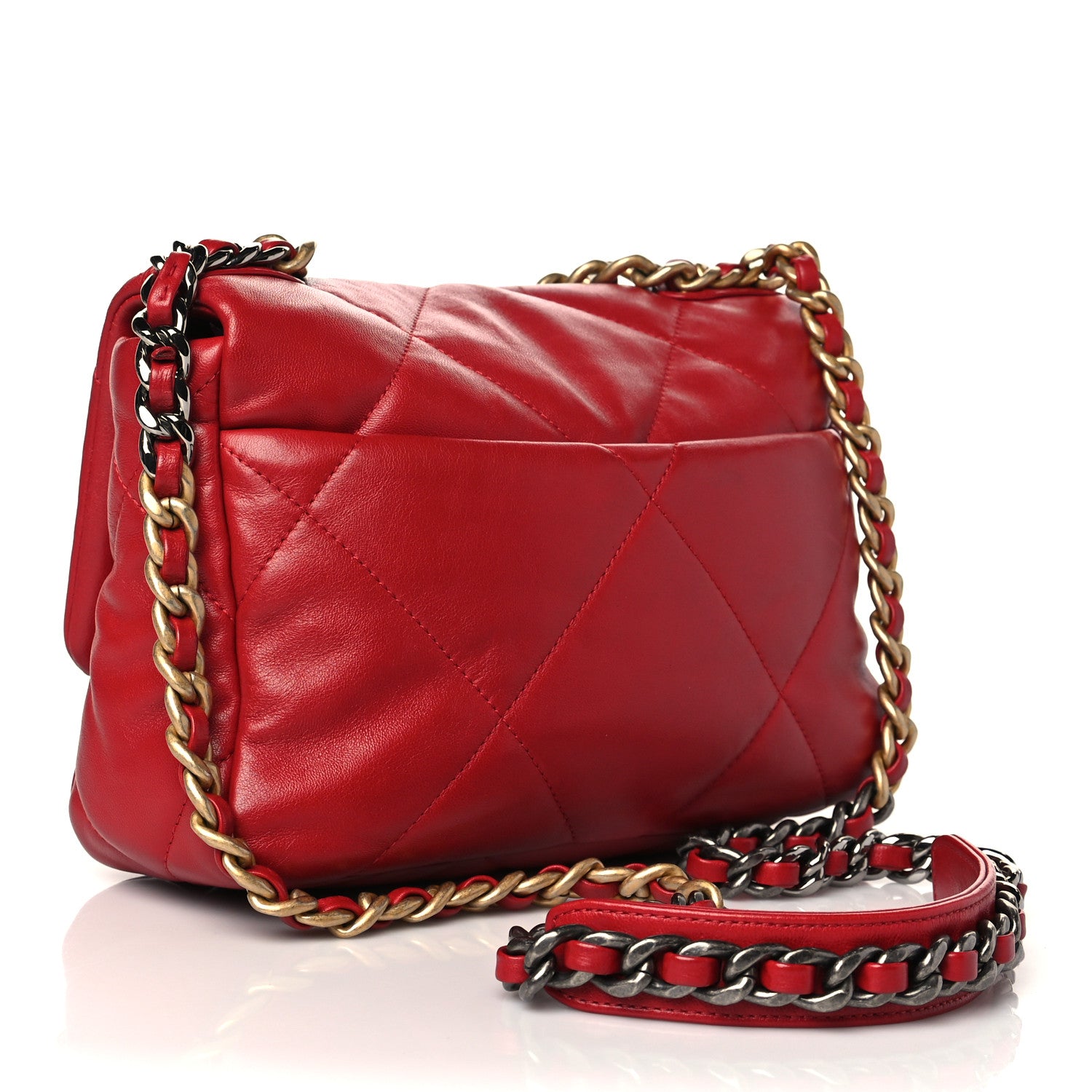 Chanel Goatskin Quilted Medium Chanel 19 Flap Red 3 of 10
