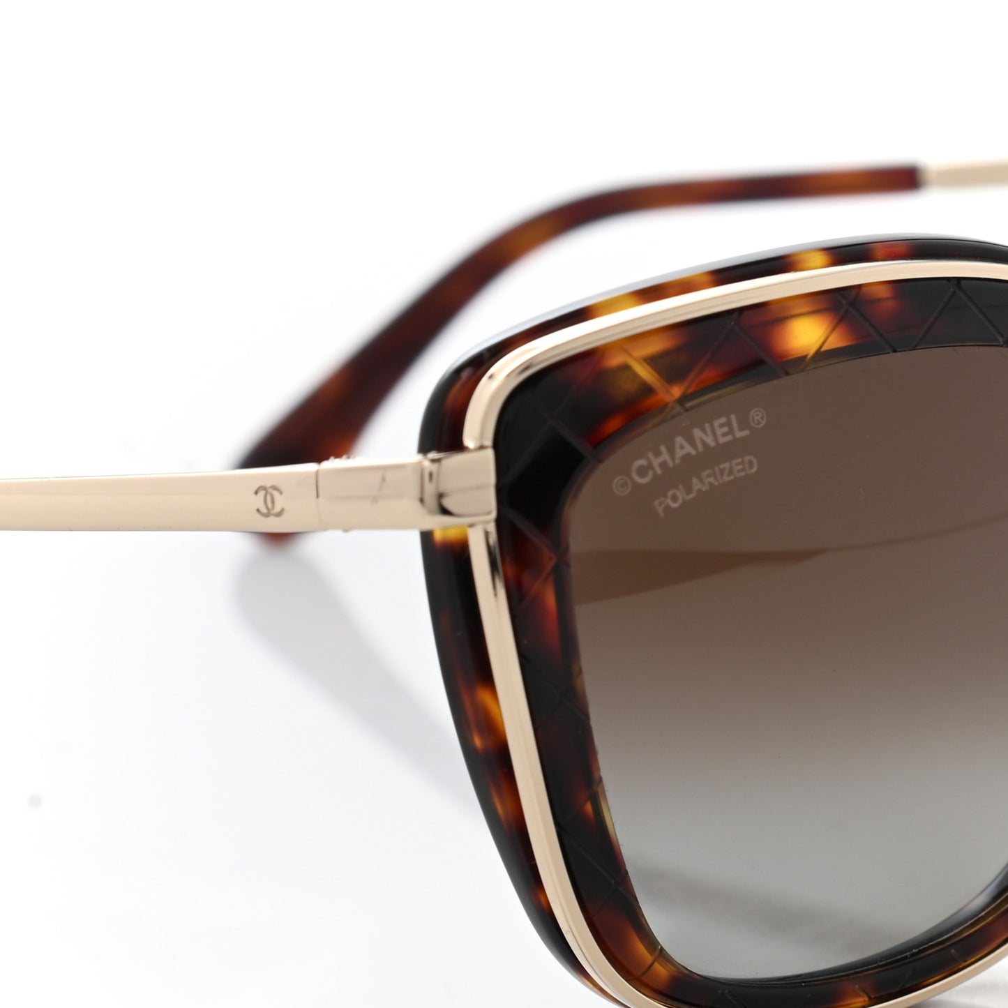 Acetate Quilted Metal Butterfly Sunglasses 4238 Dark Tortoise Gold