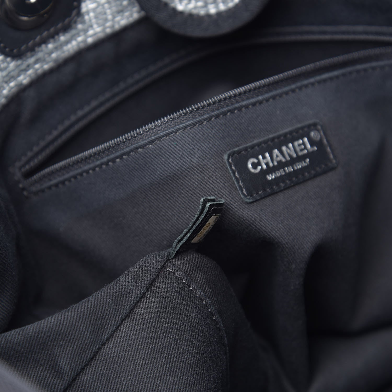 Chanel Straw Lurex Small Deauville Tote Charcoal 7 of 10