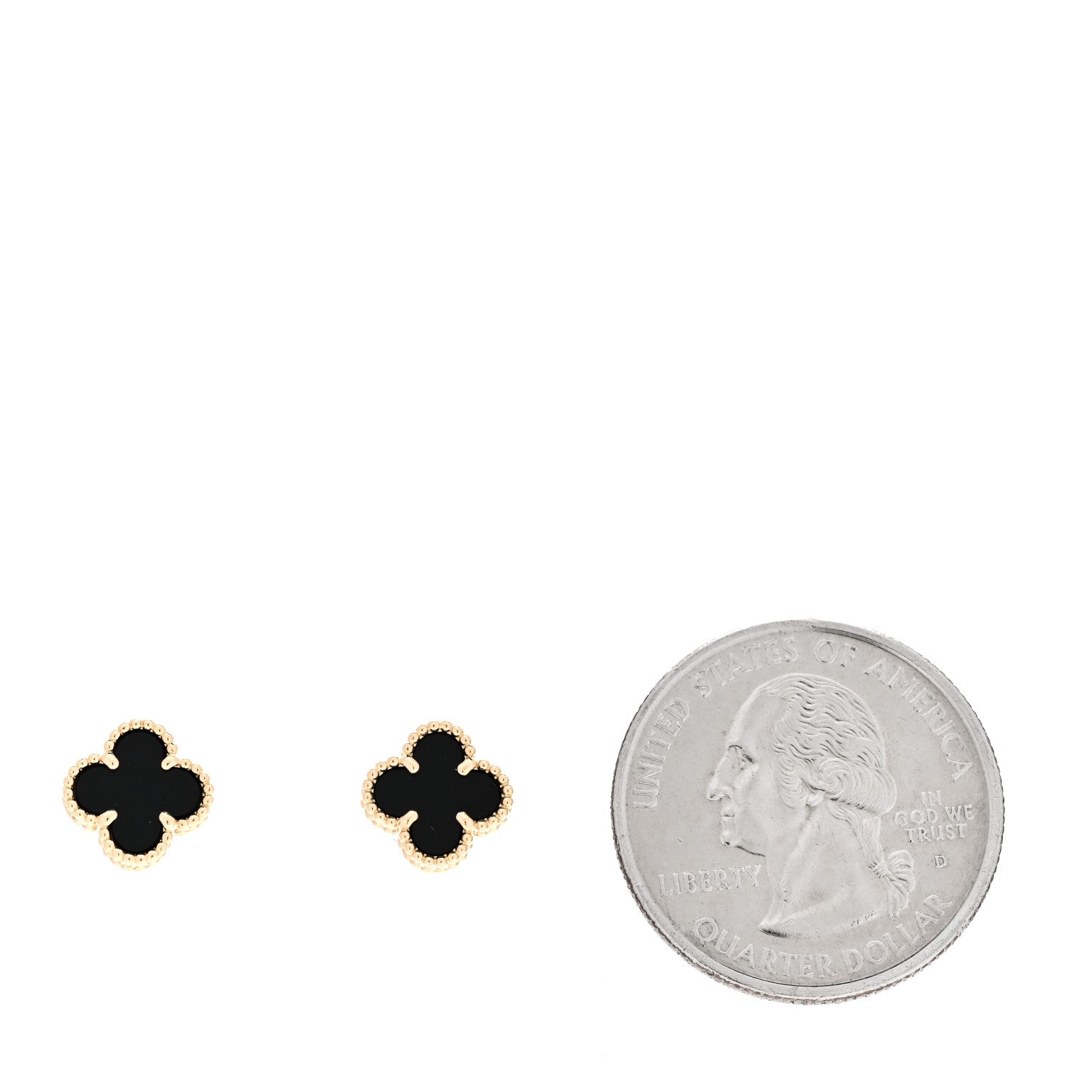 Van Cleef & Arpels 18K Yellow Gold Black Onyx Sweet Alhambra Earrings 2 of 5