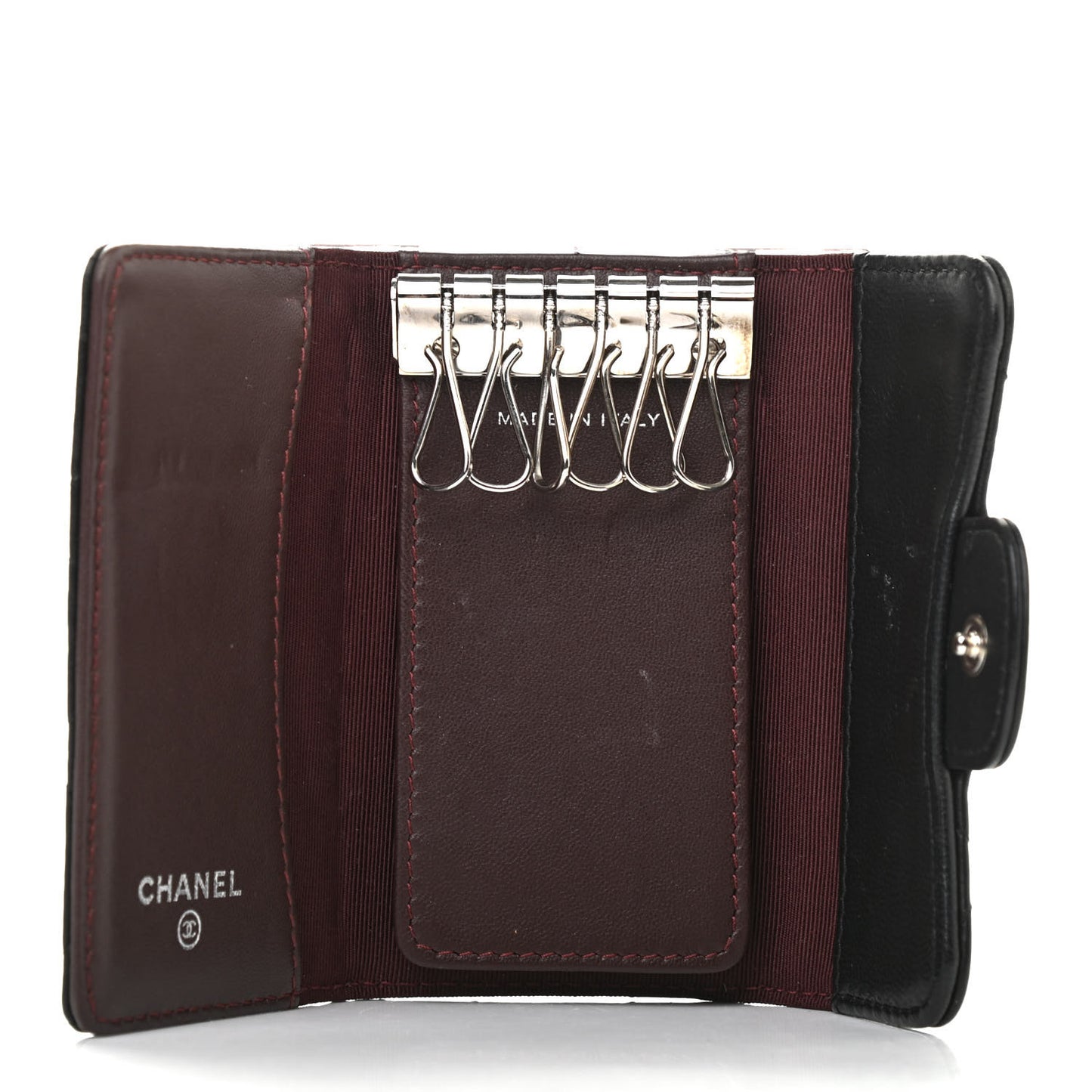 Lambskin Quilted 6 Key Holder Black