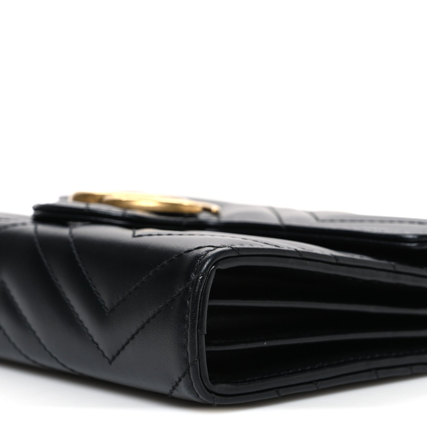 Gucci Calfskin Matelasse GG Marmont Chain Wallet Black 10 of 11