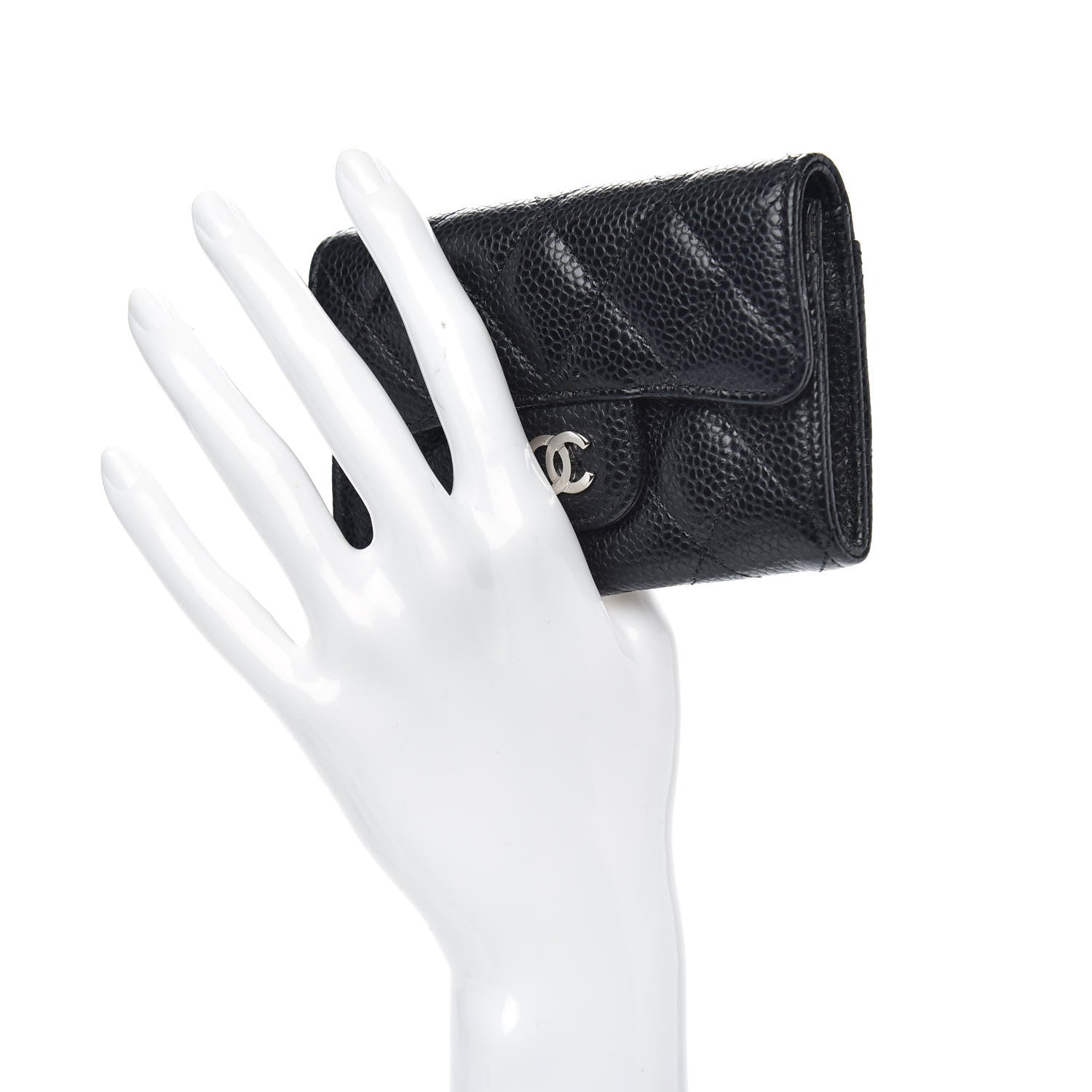 Chanel Caviar Quilted Flap Card Holder Wallet Black 2 of 9