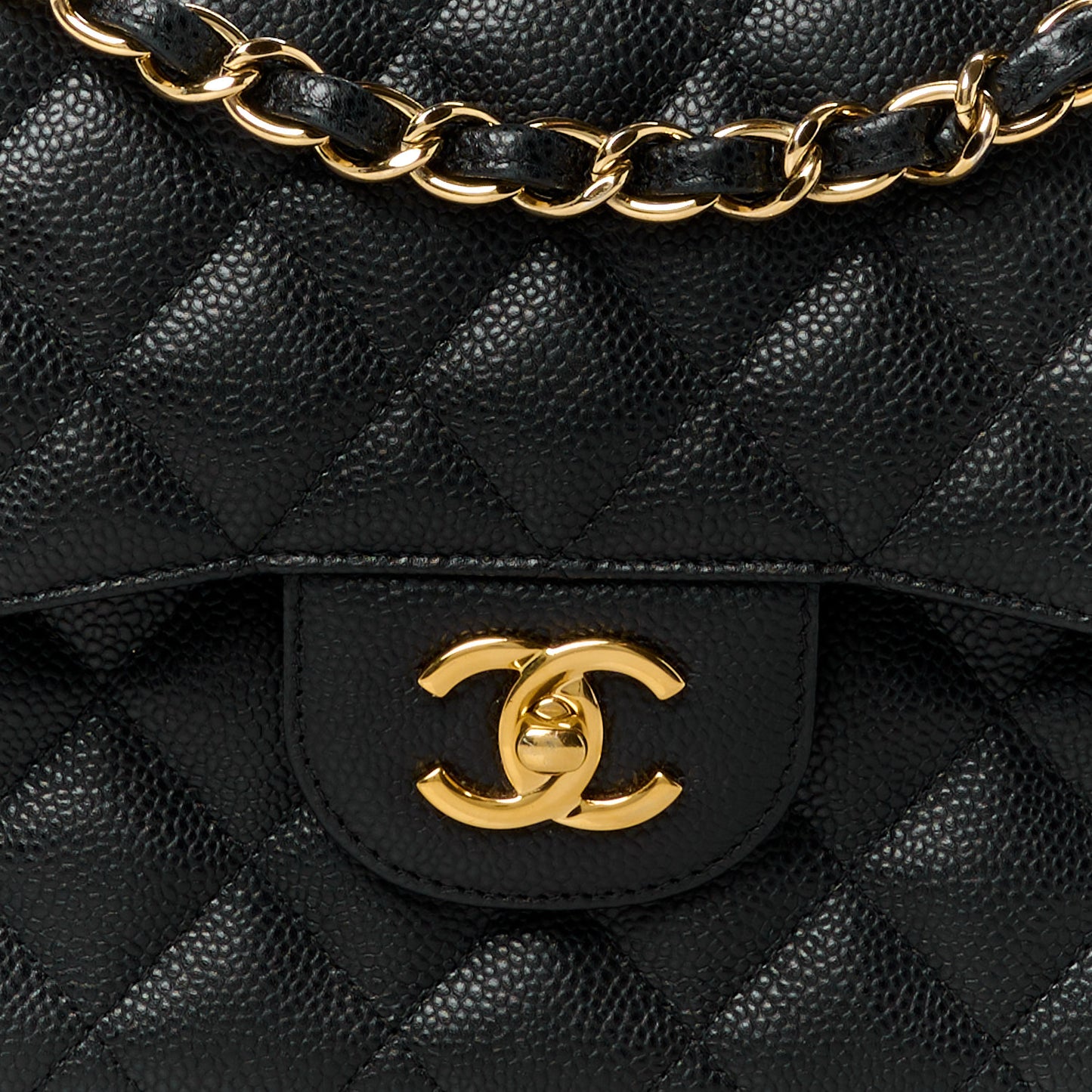 Caviar Quilted Jumbo Double Flap Black