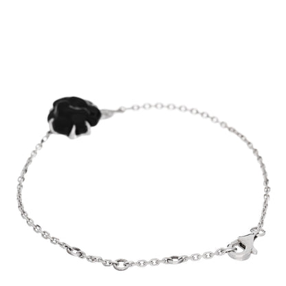 Chanel 18K White Gold Diamond Black Onyx Camelia Sculpte Bracelet 2 of 3