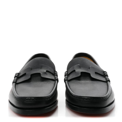 Hermes Calfskin Mens Kennedy Loafers 40.5 Black 3 of 8