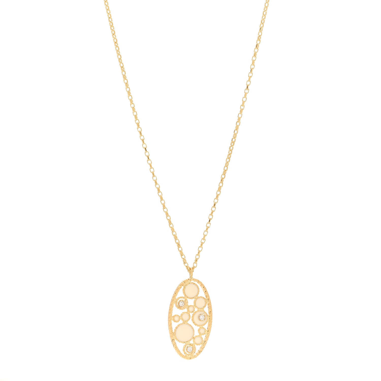 Roberto Coin 18K Yellow Gold Diamond Enamel Bollicine Pendant Necklace White 1 of 4