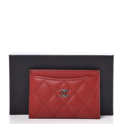 Chanel Caviar Quilted Card Holder Dark Red 9 of 9
