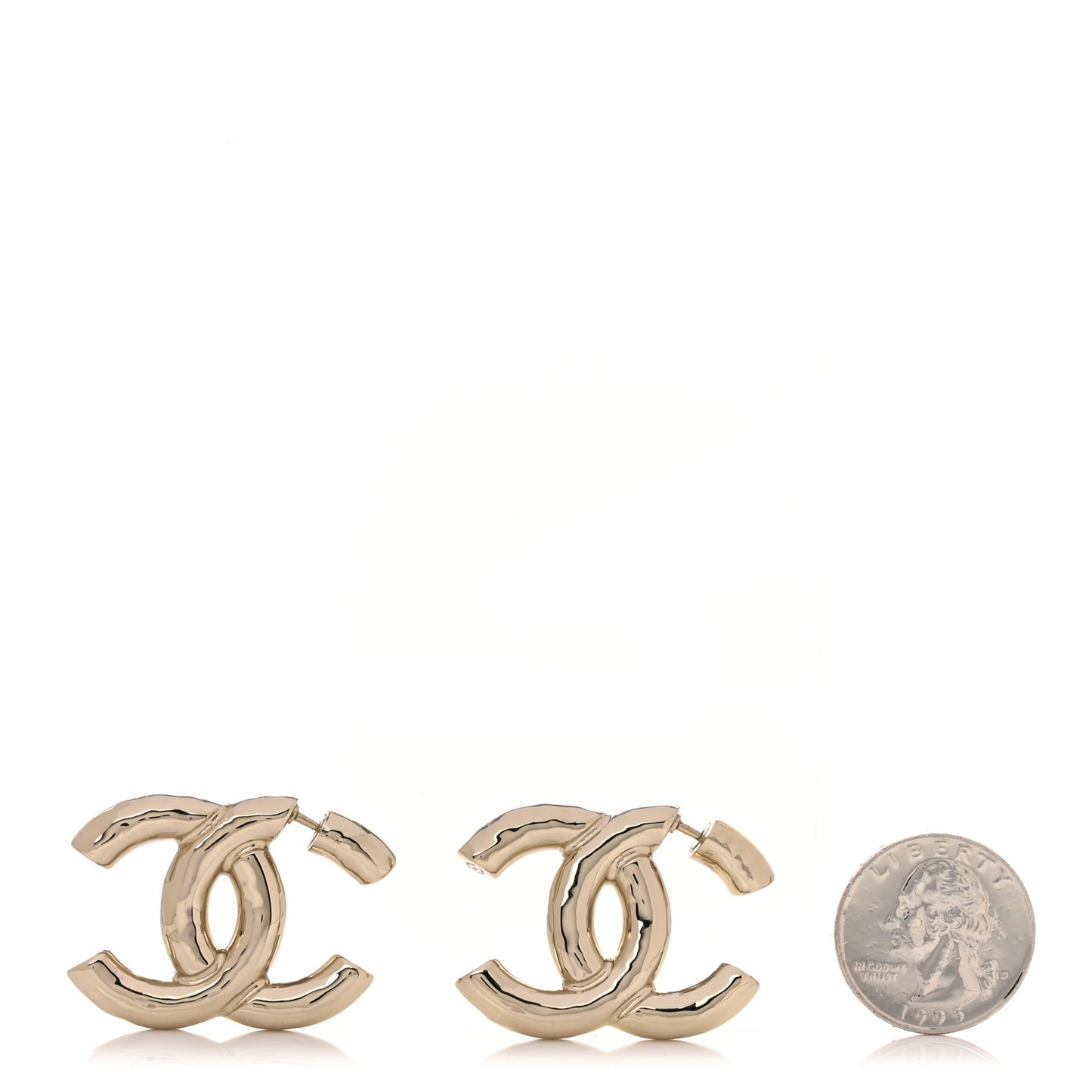 Metal Large CC Earrings Light Gold
