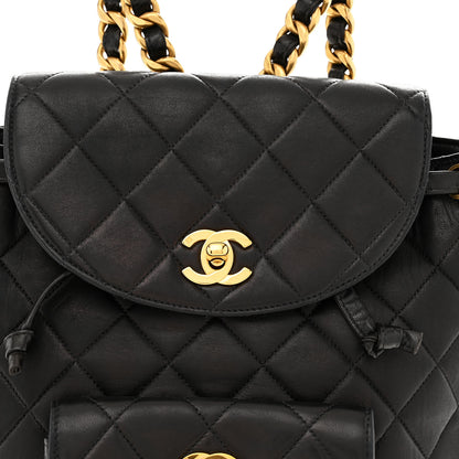 Chanel Lambskin Quilted Drawstring Backpack Black Black 8 of 12