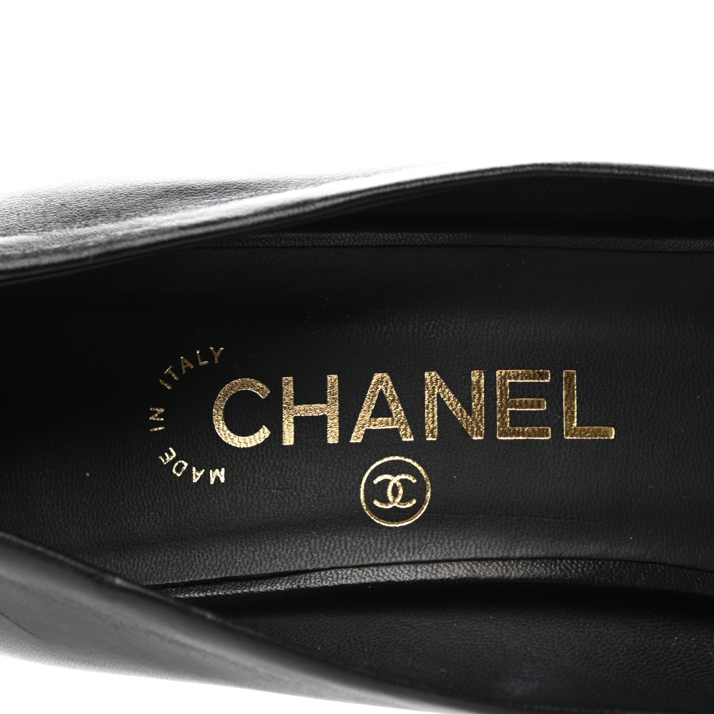 Calfskin Chain Peep Toe Wedge Pumps 39.5 Black