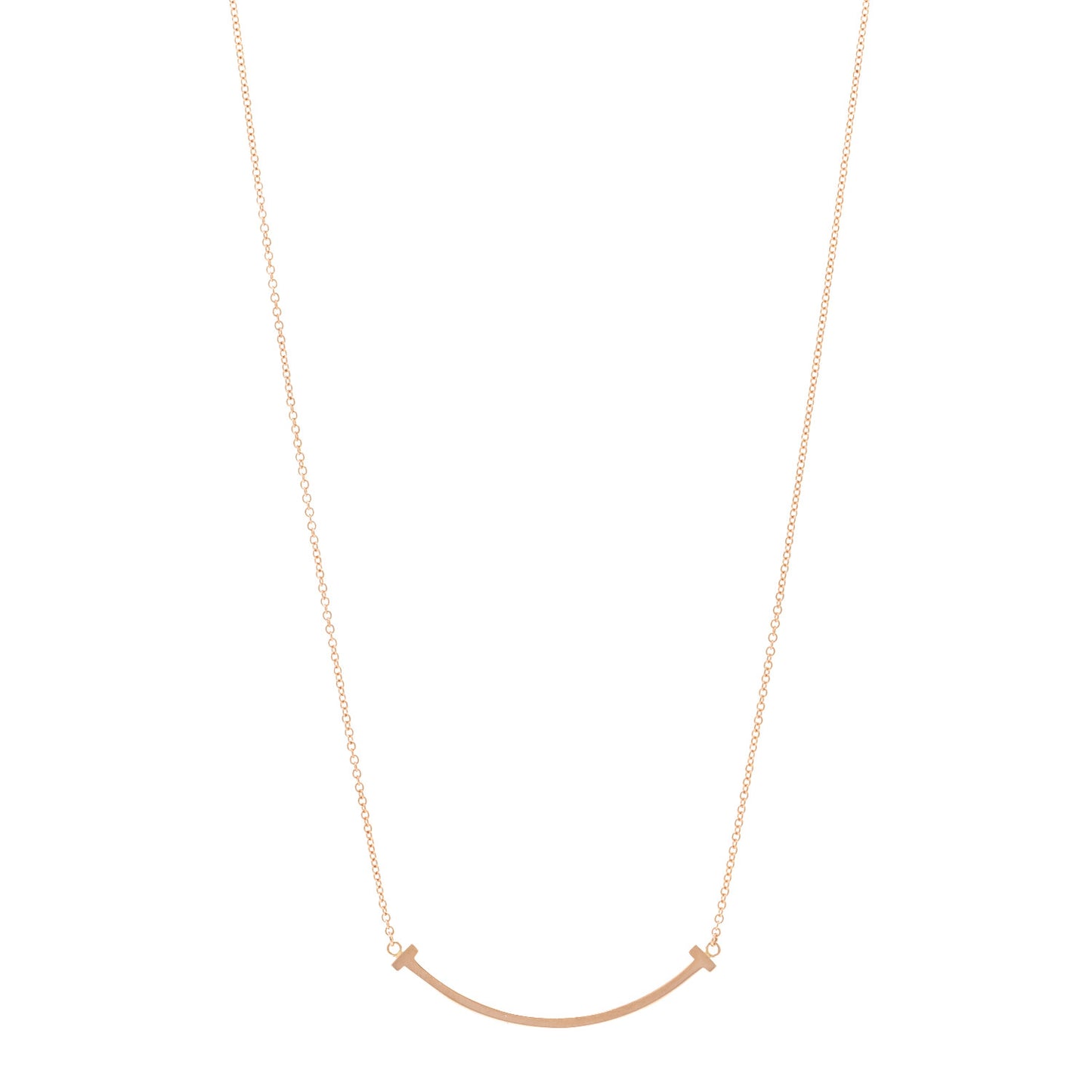 18K Rose Gold Small T Smile Pendant Necklace