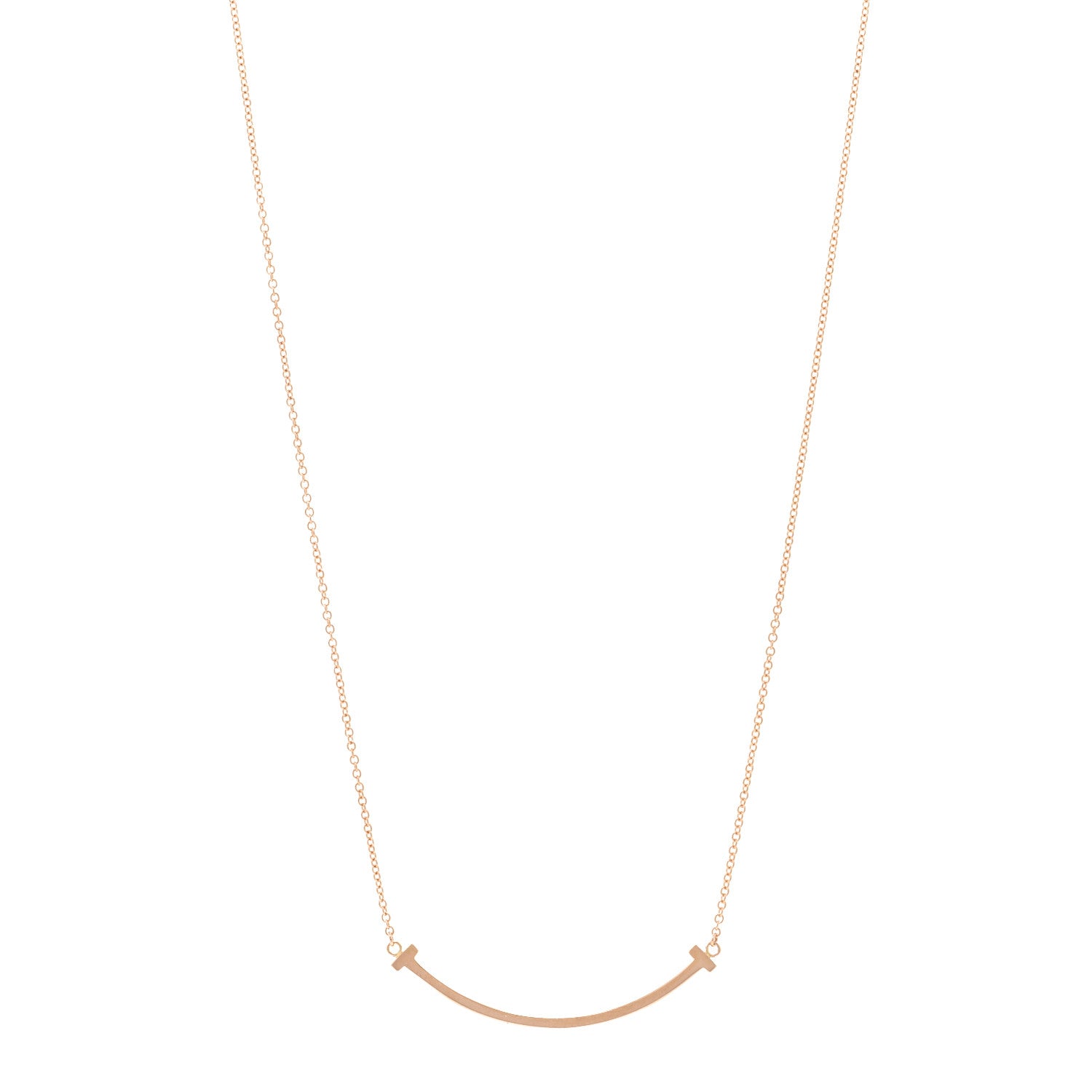 Tiffany 18K Rose Gold Small T Smile Pendant Necklace 1 of 4