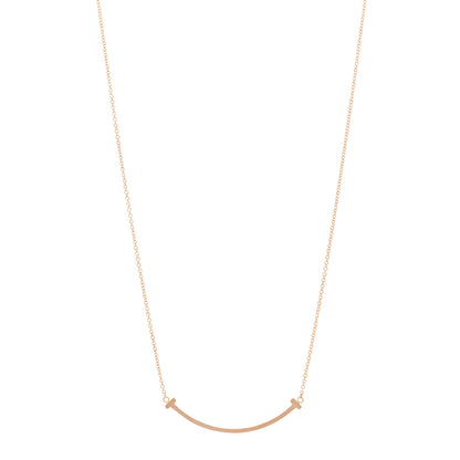 Tiffany 18K Rose Gold Small T Smile Pendant Necklace 1 of 4