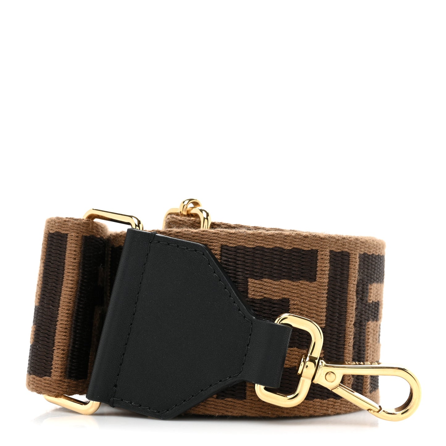 Ribbon Vitello Seta FF 1974 Adjustable Strap You Fango Marrone Black