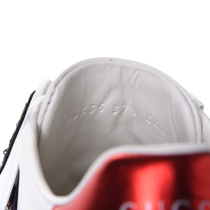 Gucci Calfskin Sequins Web Cat Womens Ace Sneakers 37.5 White 10 of 11