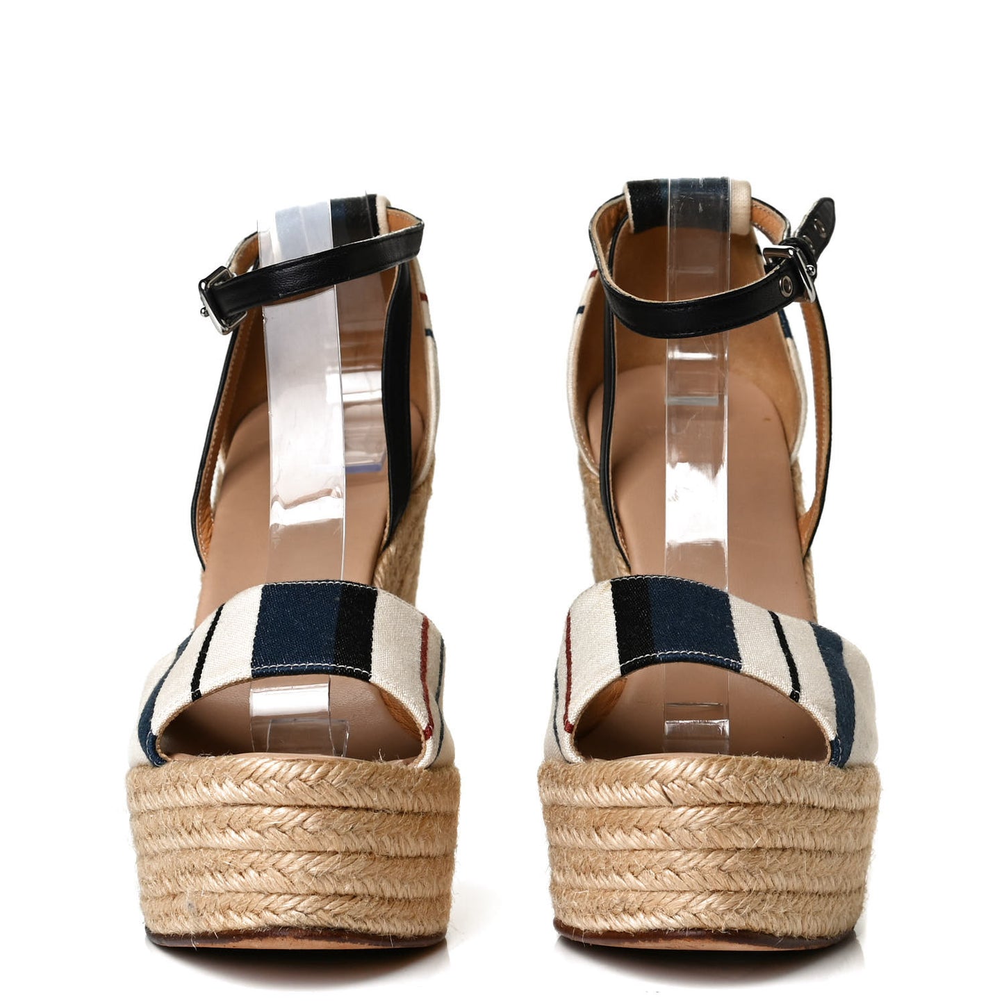 Canvas Striped Espadrille Wedge Sandals 39