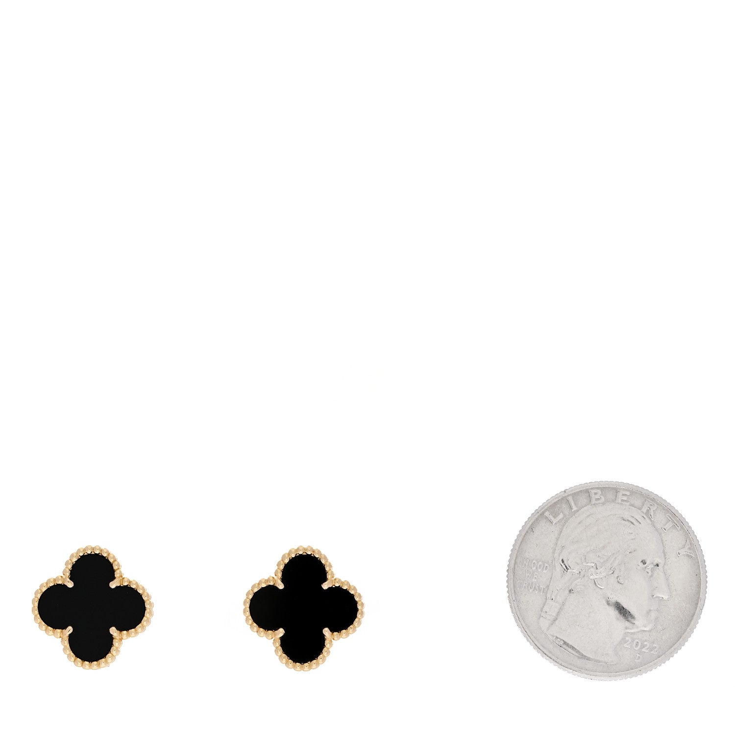 Van Cleef & Arpels 18K Yellow Gold Black Onyx Vintage Alhambra Earrings 2 of 5