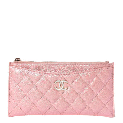 Chanel Iridescent Caviar Quilted Classic Zip Pouch Rose Pink 1 of 7