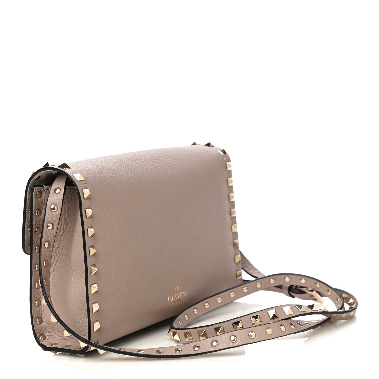 Valentino Garavani Pebbled Calfskin Medium Rockstud Flip Lock Crossbody Bag Poudre 3 of 11