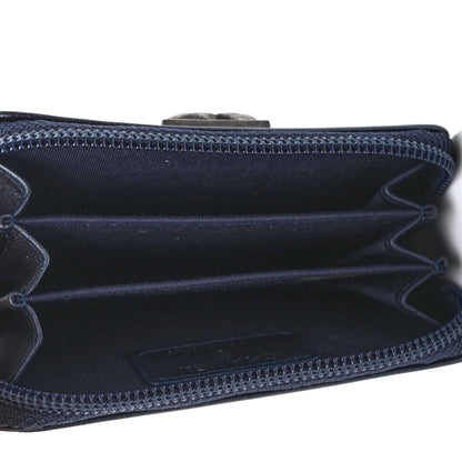 Chanel Metallic Caviar Quilted Boy Zip Around Coin Purse Wallet Navy 4 of 4