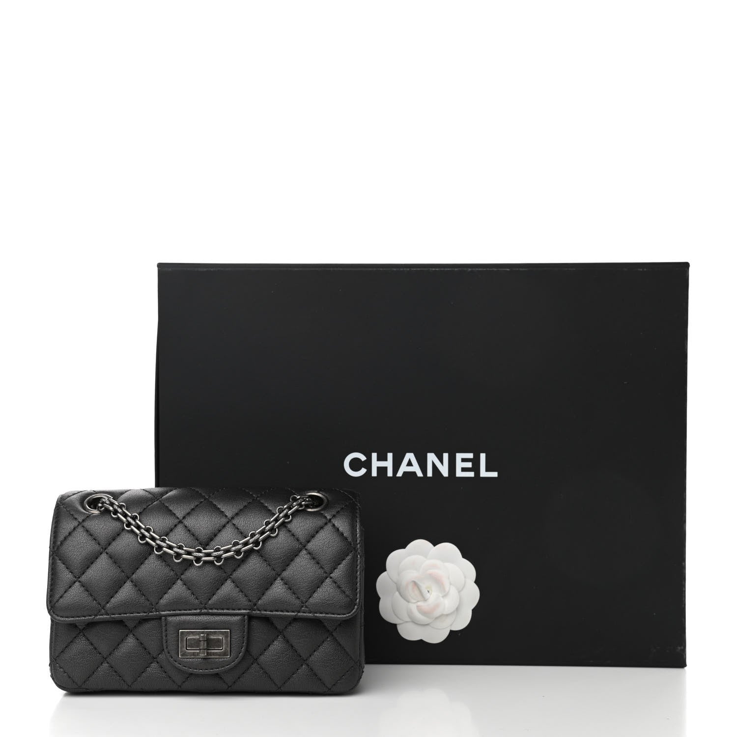 Chanel Metallic Sheepskin Quilted 2.55 Reissue Mini Flap Black 11 of 11