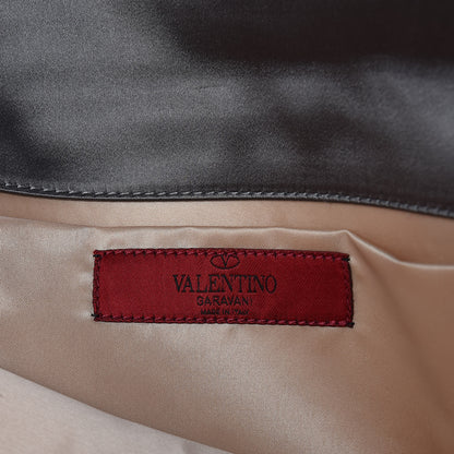 Valentino Garavani Satin Ruffle Flap Clutch Grey 6 of 9