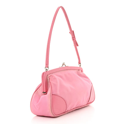 Prada Tessuto Nylon Saffiano Kisslock Shoulder Bag Rosa 3 of 17