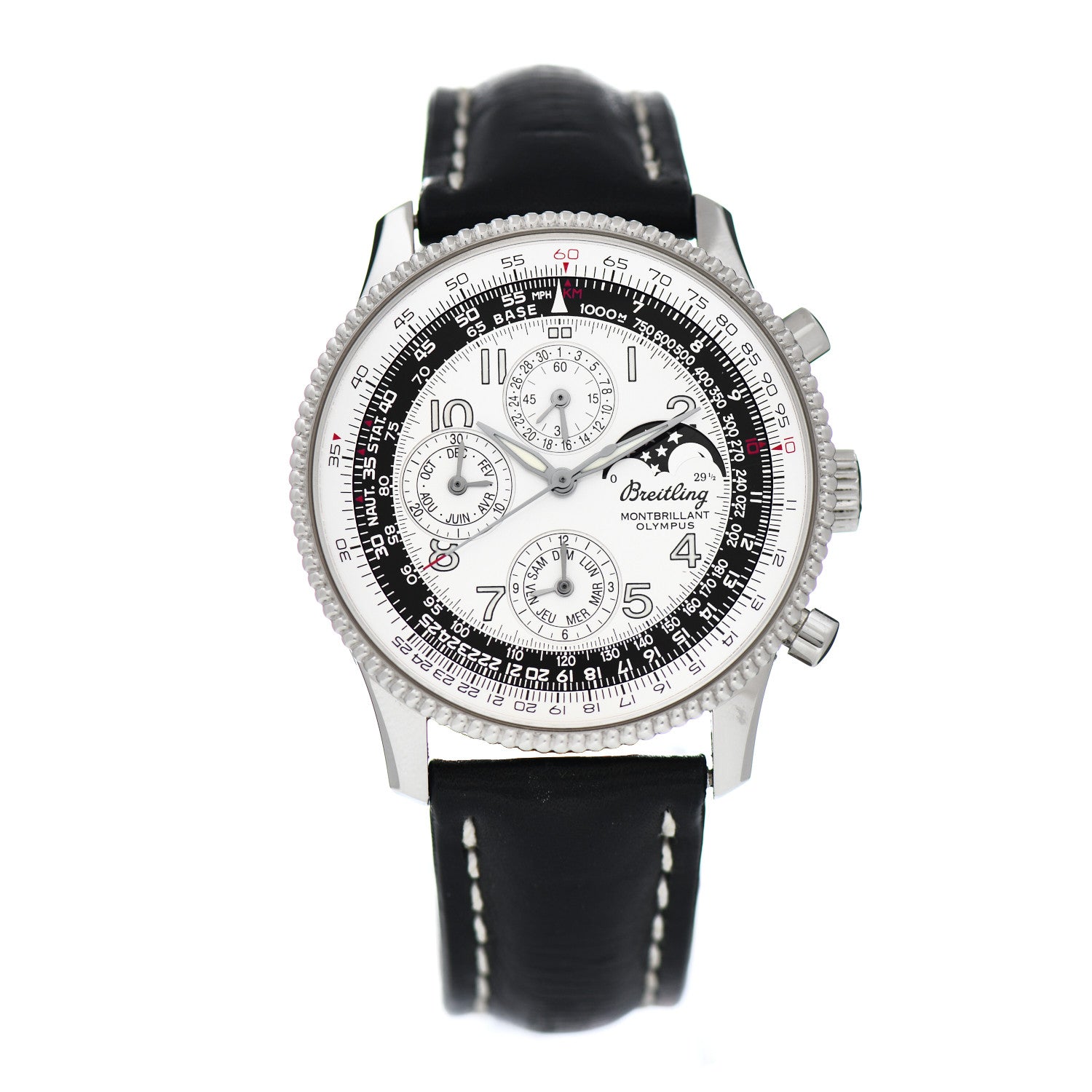 Breitling Stainless Steel Alligator 41.5mm Navitimer Montbrilliant Olympus Automatic Watch A19350 1 of 4