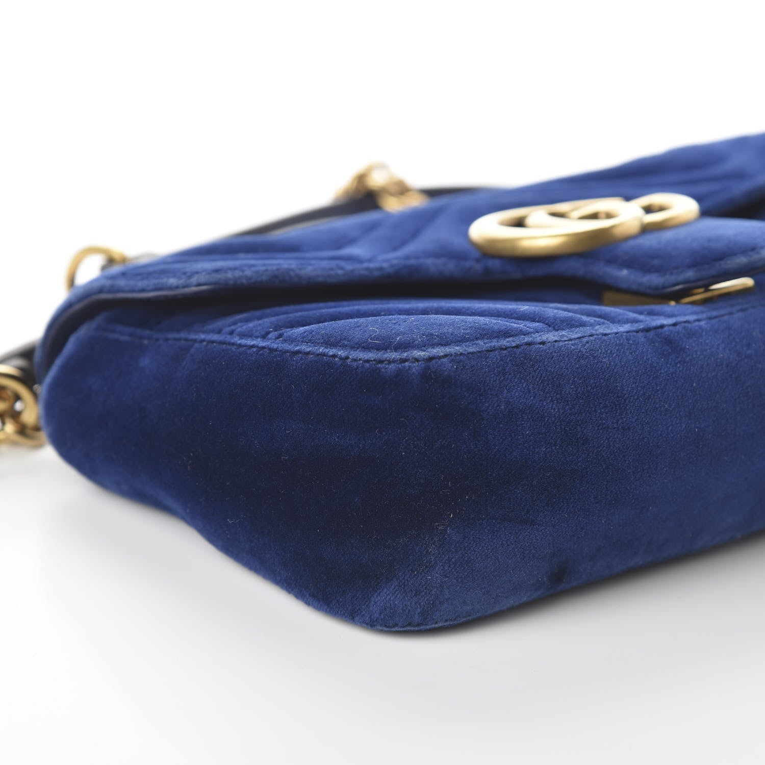 Gucci Velvet Matelasse Mini GG Marmont Shoulder Bag Cobalt Blue 6 of 11