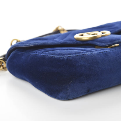 Gucci Velvet Matelasse Mini GG Marmont Shoulder Bag Cobalt Blue 6 of 11