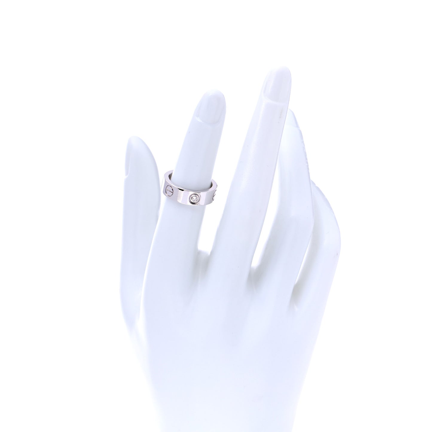 18K White Gold 3 Diamond 5.5mm LOVE Ring 49 5
