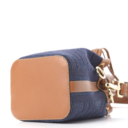 Fendi Denim Vitello King F is Fendi FF Embroidered Mini Mon Tresor Bucket Bag Blue Cuoio 9 of 12