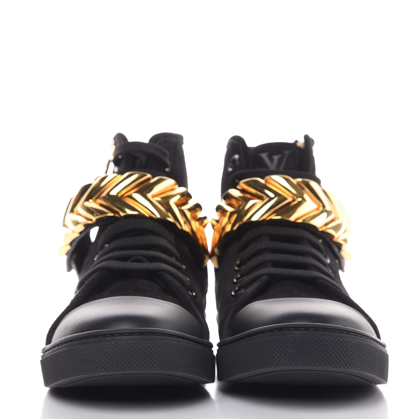 Calfskin Suede Punchy High Top Sneakers 37 Black