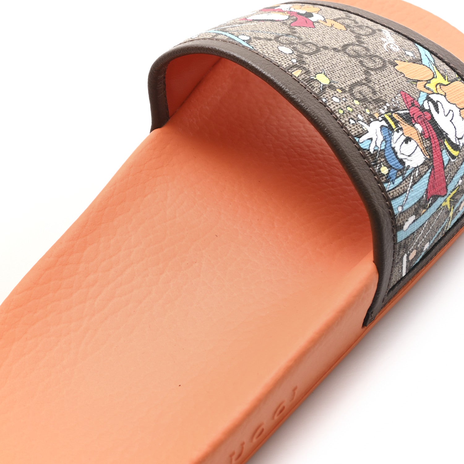 Gucci X DISNEY GG Supreme Monogram Donald Duck Womens Slide Sandals 38 Beige Ebony New Acero 8 of 8
