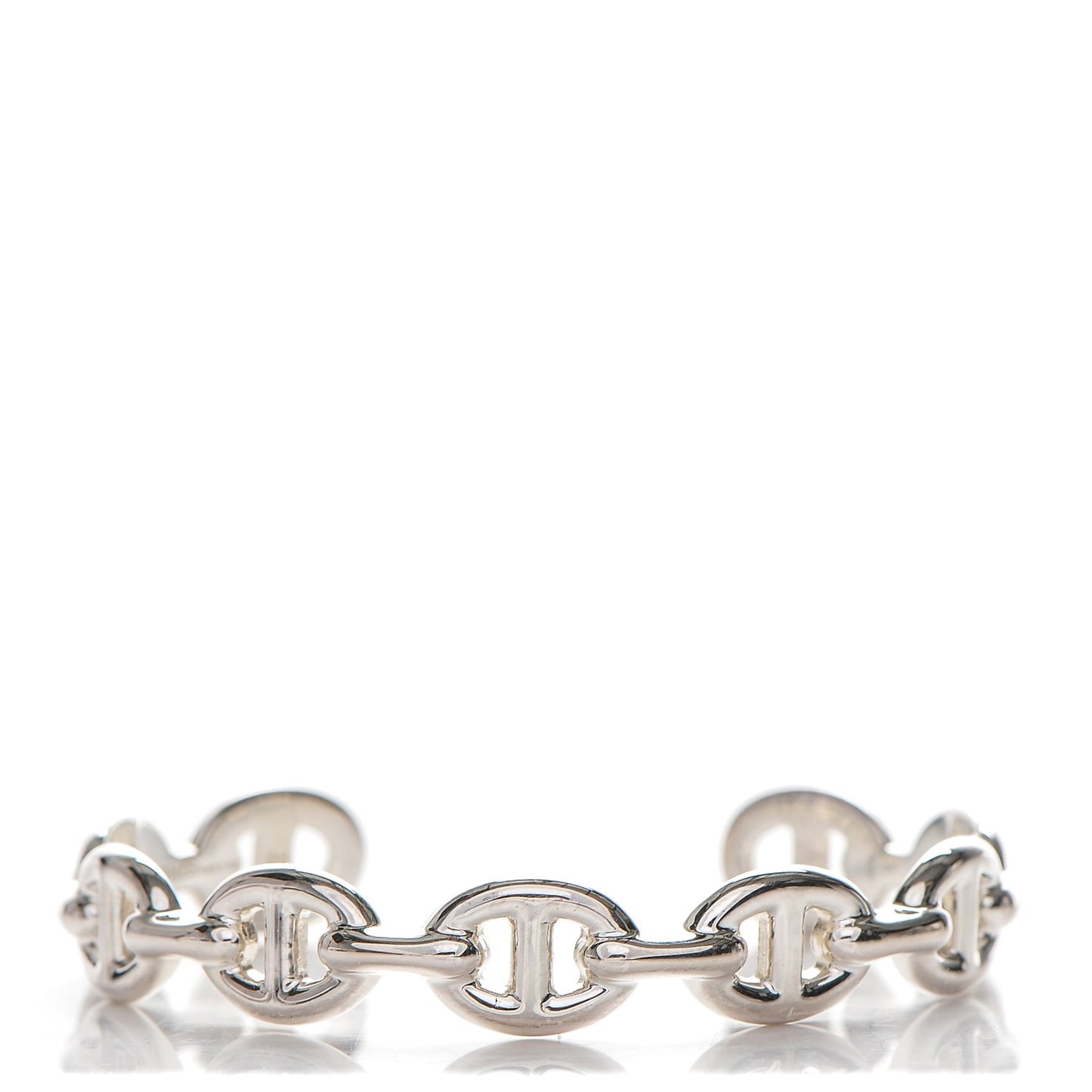 Sterling Silver MM Chaine d'Ancre Enchainee Cuff Bracelet SH