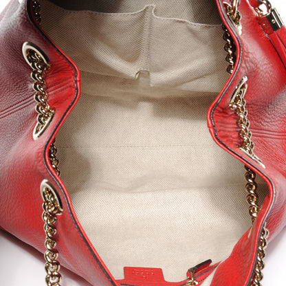 Gucci Pebbled Calfskin Medium Soho Chain Shoulder Bag Red 5 of 7