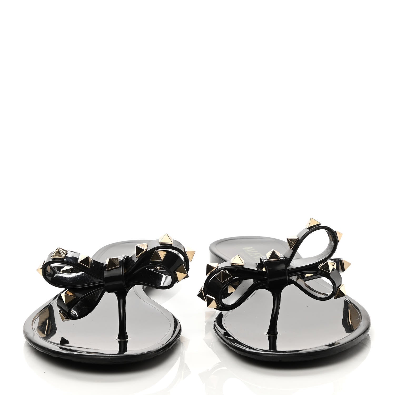 Valentino Garavani PVC Jelly Rockstud Bow Thong Sandals 39 Black 2 of 10