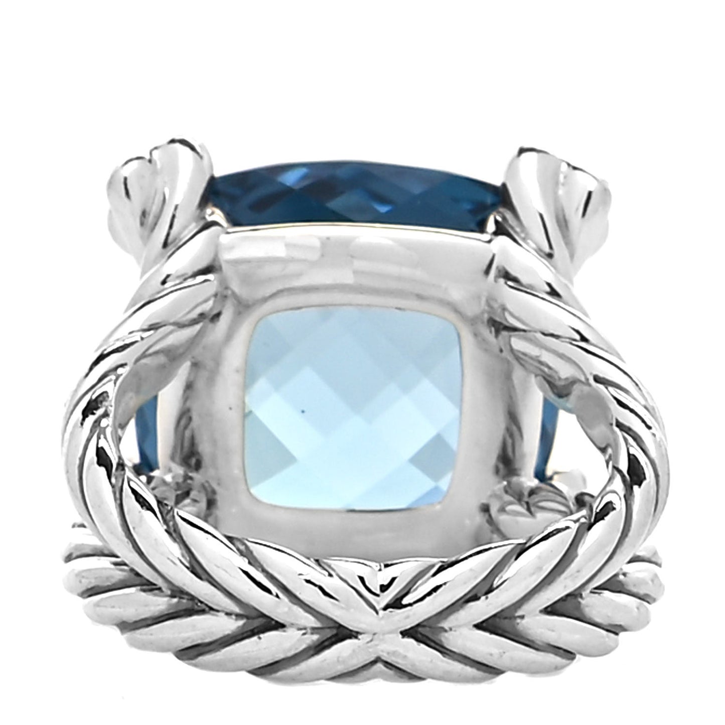 Sterling Silver Diamond Hampton Blue Topaz 15mm Cushion On Point Ring 52 6
