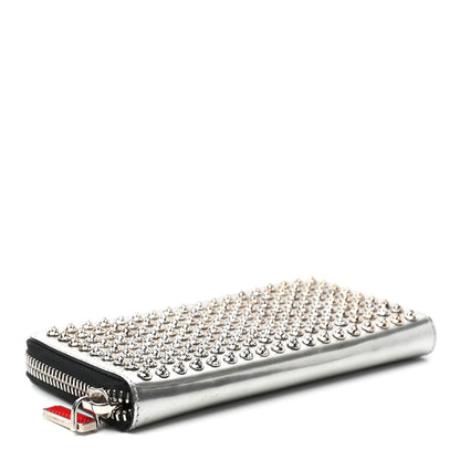Christian Louboutin Metallic Specchio Panettone Spiked Zip Around Wallet Silver 4 of 7