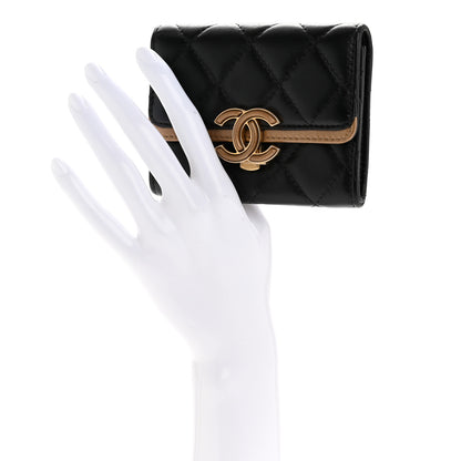 Chanel Lambskin Quilted CC Chic Flap Card Holder Black Gold 2 of 10