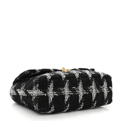 Chanel Tweed Quilted Large Chanel 19 Flap Black White 4 of 11