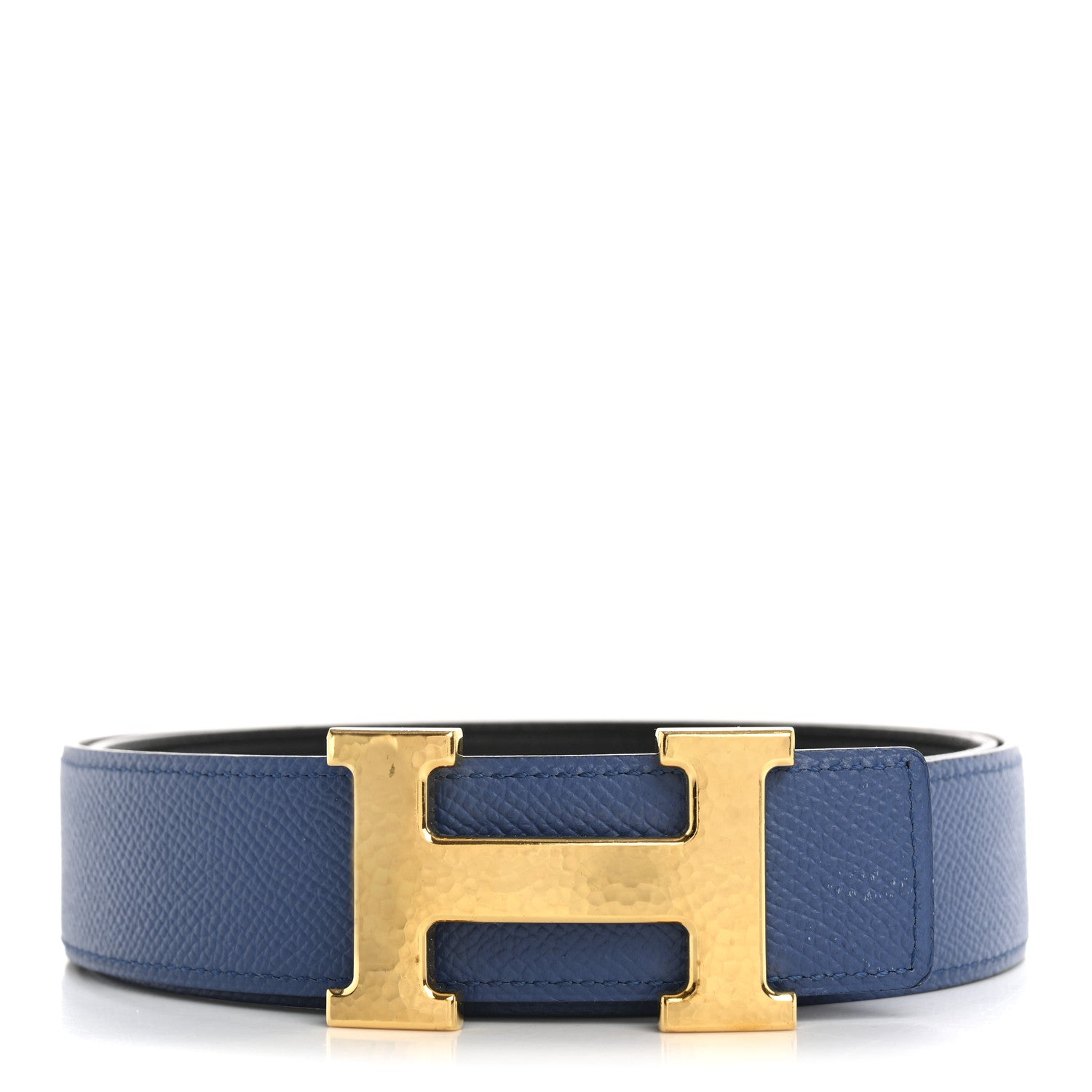 Hermes Epsom Swift 32mm Martelee H Belt 85 34 Bleu Agate Black 1 of 8