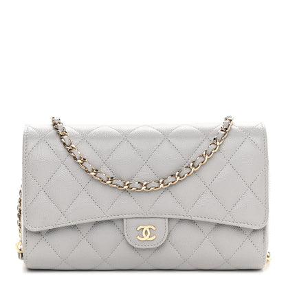 Chanel Caviar Quilted Phone Holder Wallet on Removable Chain Grey 1 of 12