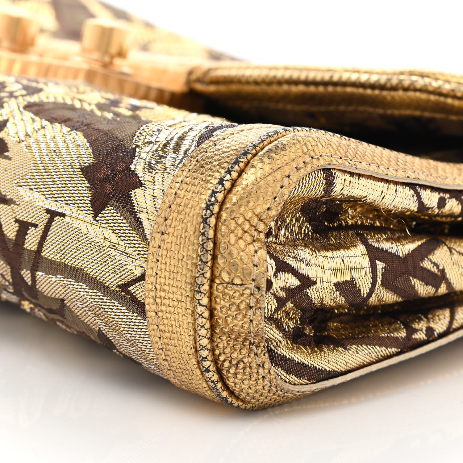 Louis Vuitton Monogram Brocade Thalie Clutch Gold 18 of 22