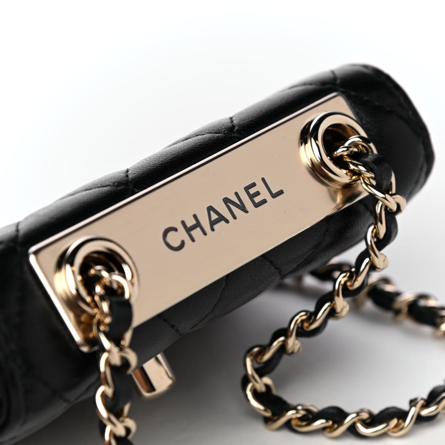 Lambskin Quilted Trendy CC Card Holder On Chain Black