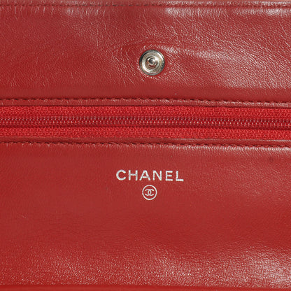 Chanel Lambskin Quilted Wallet On Chain WOC Red 7 of 12