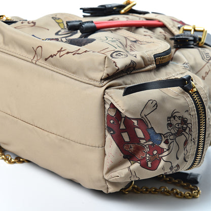 Burberry Nylon Print Medium Rucksack Backpack Beige 9 of 9
